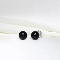 GIVA 92.5 Sterling Silver Black Pearl Earrings-image-53