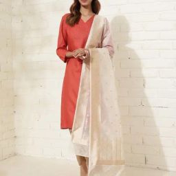 Fabindia White Woven Pattern Dupatta-picture-9
