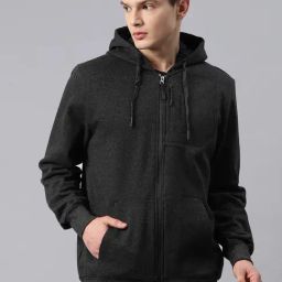 ALCIS Dark Grey Regular Fit Logo Printed Sports Hoodie-image-72