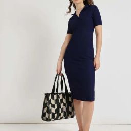 Fablestreet Navy Bodycon Ribbed Midi Dress-picture-26