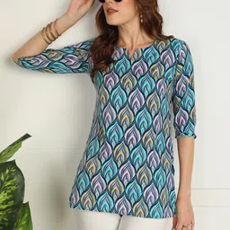 Moda Rapido Geometric Printed V-Neck Kurti-image-77