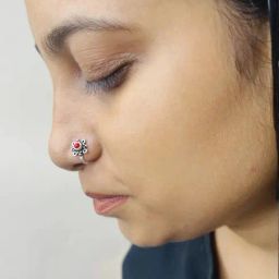 Arte Jewels 925 Oxidized Silver Clip On Nose Pin for Women-image-76