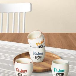 Living Scapes by Pantaloons Multicolor Bone China Kulhad Cup (0.18 L) - Set of 4-image-14