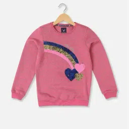 Allen Solly Girls Pink Embellished Full Sleeves Sweatshirt-picture-11