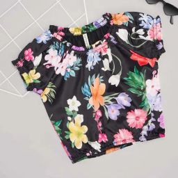 Pantaloons Junior Girls Jet Black Floral Casual Tops & Tees-image-72