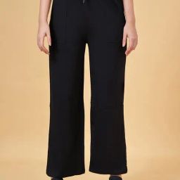 Ajile by Pantaloons Jet Black Mid Rise Sports Track Pants-image-75