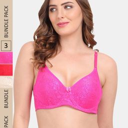 Amour Secret Pack Of 3 Floral Underwired Bra-image-76