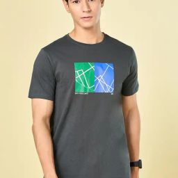 Ajile By Pantaloons Grey Cotton Slim Fit Printed T-Shirt-image-62
