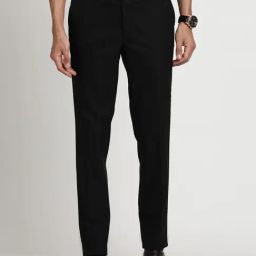 Turtle Black Slim Fit Dobby Trousers-image-98