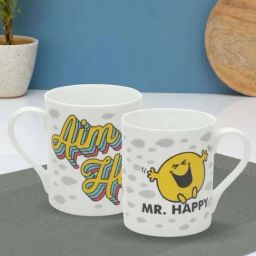 Clay Craft Multicolor Fine Ceramic Abstract Milk Mug 350 ml - 2 Pc-image-61