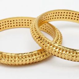 Zeneme Gold Plated Textured Intricate Premium Bangle for Women Set of 2 image 5