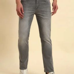 Cantabil Grey Regular Fit Solid Denim Jeans-image-52