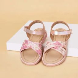 Pantaloons Junior Pink & Beige Cross Strap Sandals-image-54