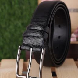 ZEVORA Black Textured Leather Casual Belt-image-21
