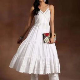 Libas White Cotton Embroidered Kurta Pant Set-picture-4
