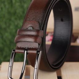 ZEVORA Brown Textured Leather Casual Belt-image-68