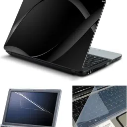 Advik Arts 3in1 Pack of Abstract Black Background Laptop Skin Sticker with Screen & Key Guard upto 15.6" inches Combo Set-12