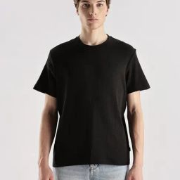CALVIN KLEIN Black Textured Relaxed Fit Cotton T-Shirt-picture-21
