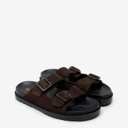 SOLEPLAY by Westside Dark Brown Dual-Strap Slides-image-9