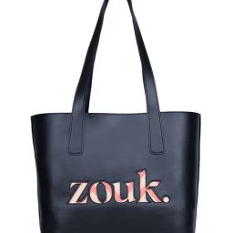 ZOUK WavBeach Signature Black Printed Tote Bag-image-4