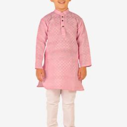 Pro-Ethic Style Developer Kids Pink & White Printed Full Sleeves Kurta with Pyjamas-picture-26