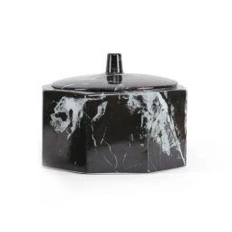 Home4U Octagonal Black Marble Jar with Lid (750 ml)-image-49