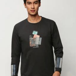 SHOWOFF Grey Slim Fit Printed Sweatshirt-image-86