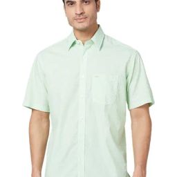 Colorplus Green Cotton Classic Fit Printed Shirts-image-85