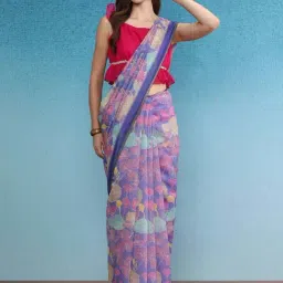 Silk Land Purple Printed Saree With Unstitched Blouse-picture-15