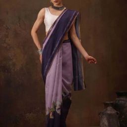 Silk Land Purple Printed Saree With Unstitched Blouse-picture-47
