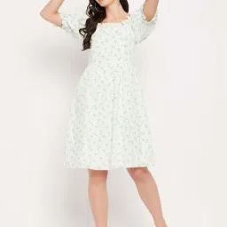 Camla White Regular Fit Floral Print Dress-picture-7