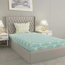 Raymond Home Delight Blue 104 TC Cotton Single Bedsheet with 1 Pillow Cover-image-45