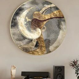 Art Street Golden Synthetic Wood Wall Art-16