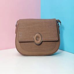 Mochi Brown Textured Medium Cross Body Bag-image-60