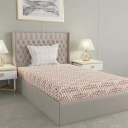 Raymond Home Delight Orange 104 TC Cotton Single Bedsheet with 1 Pillow Cover-image-27