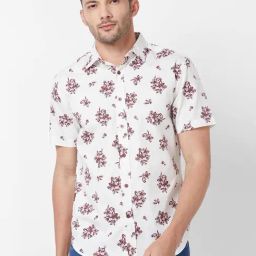 Giordano Maroon Cotton Slim Fit Floral Print Shirt-image-40
