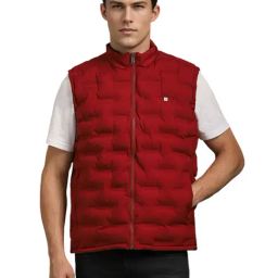 Louis Philippe Maroon Regular Fit Quilted Jacket-picture-42