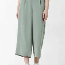 Only Light Green Straight Fit Mid Rise Culottes-image-11