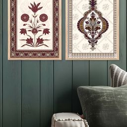 Kotart White & Brown 2 Pieces Floral And Botanical Wooden Wall Arts-picture-39