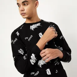 max Boys Cotton Printed Round Neck Long Sleeves Pullover Sweatshirt-55