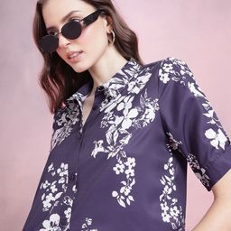 DressBerry Floral Print Puff Sleeves Shirt Style Top-image-56