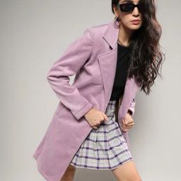 Campus Sutra Lavender Acrylic Regular Fit Coat-image-19