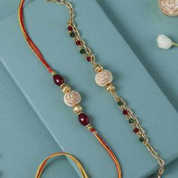 fnp Unisex Artficial Stones Studded & Beaded Bhaiya Bhabhi Rakhi-picture-47