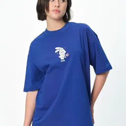 Bonkers Corner Women Drop-Shoulder Sleeves Pure Cotton Applique T-shirt-image-86