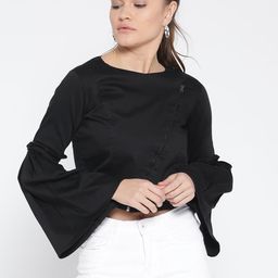 Style Quotient Women Black Solid Asymmetric Closure Crop Jacket-image-75