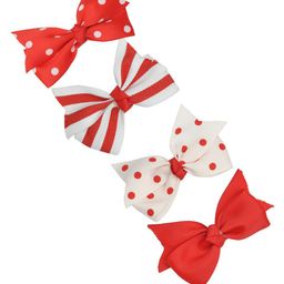 FUNKRAFTS Girls Red & White Set of 4 Alligator Hair Clip-28