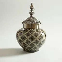 Home4U Brown Porcelain Halcyon Jar-image-9