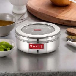 HAZEL Masala Container See Through for Kitchen | Stainless Steel Kitchen Masala Dabba | Big Steel Masala Storage Container Set of 7 Small Masala Jars and Spoon-8