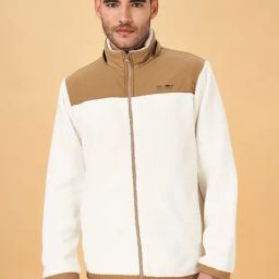 Urban Ranger by Pantaloons Tan & White Regular Fit Colour Block Hooded Jacket-picture-20