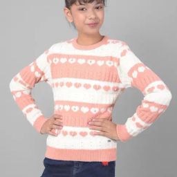 Crimsoune Club Kids Peach Embellished Full Sleeves Sweater-image-61